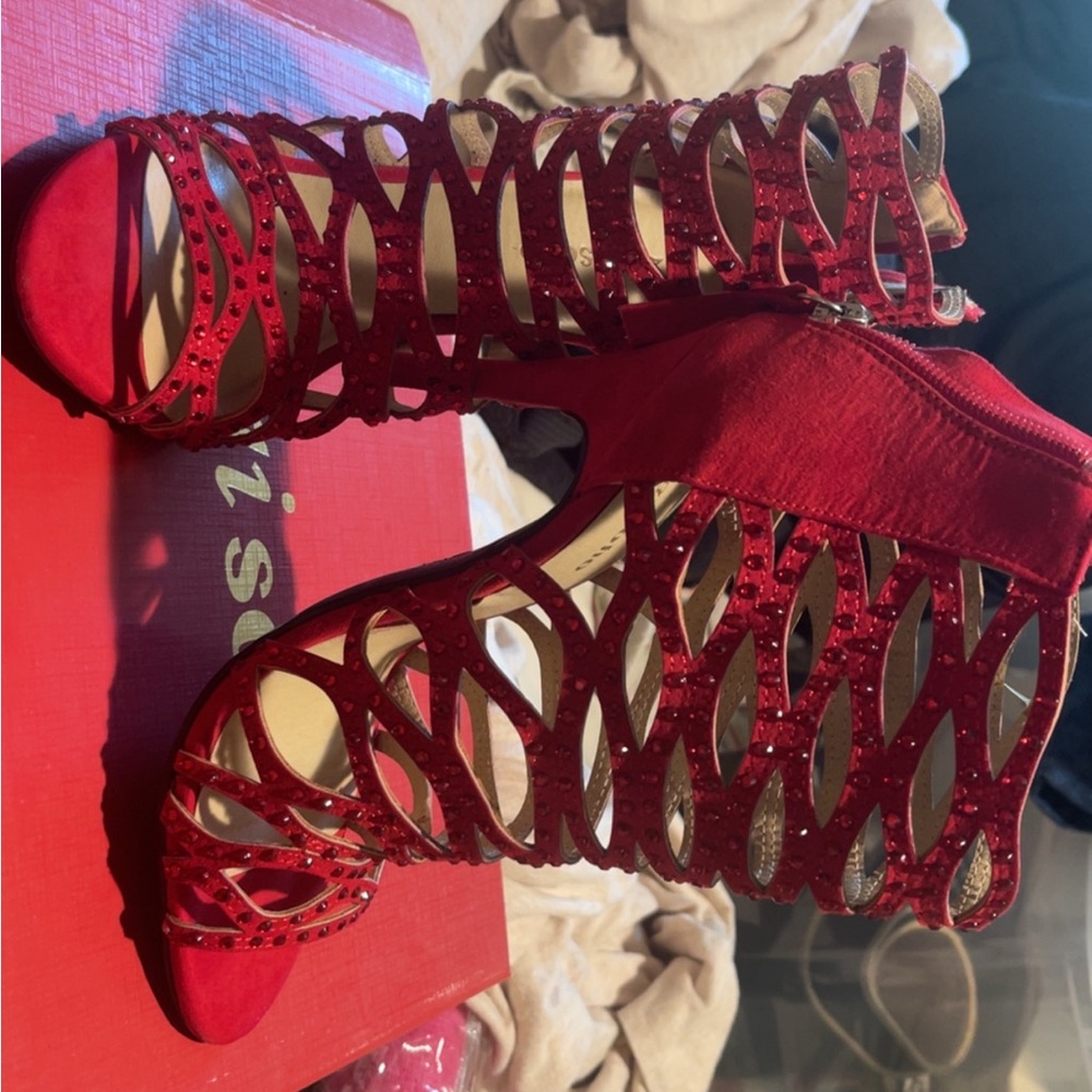Zigi Soho Red Caged Heels